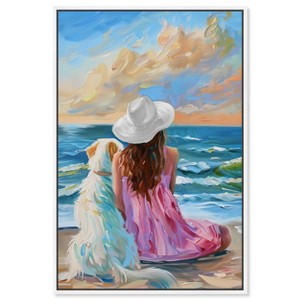 Art Remedy Girl and Her Best Friend Colorful Coastal Wall Art Framed - 1 of 4