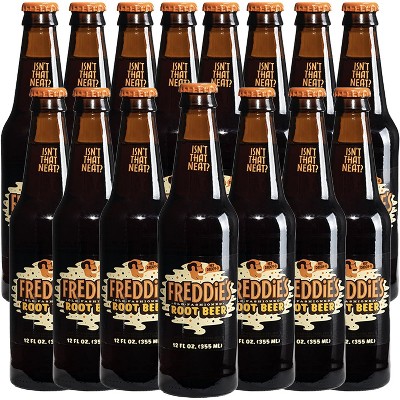 Freddie’s Old Fashioned Soda - Root Beer 12oz Bottles - 15 Pack - Made with Natural Herbs, Oil of Birch and Imported Vanilla