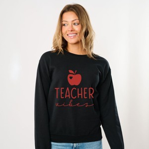 Simply Sage Market Teacher Vibes Cursive Apple Sweatshirt - 1 of 4