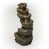 48" Resin Outdoor Multi-Tier Pristine Waterfall Fountain with LED Lights Dark Moss Green - Alpine Corporation - 4 of 4
