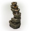 Alpine Corporation 48" Resin Outdoor Multi-Tier Pristine Waterfall Fountain with LED Lights Dark Moss Green - image 4 of 4