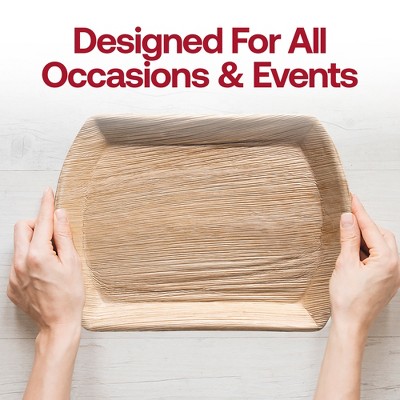 13" x 9" Rectangular Natural Palm Leaf Eco-Friendly Disposable Trays