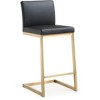Parma Performance Vegan Leather and Gold Stainless Steel Counter Stool - Set of 2 Black  15.8"W x 20"D x 36.2"H - 3 of 4