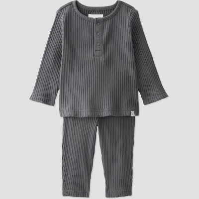 Little Planet by Carter’s Baby 2pc Ribbed Top and Bottom Set - Slate Gray