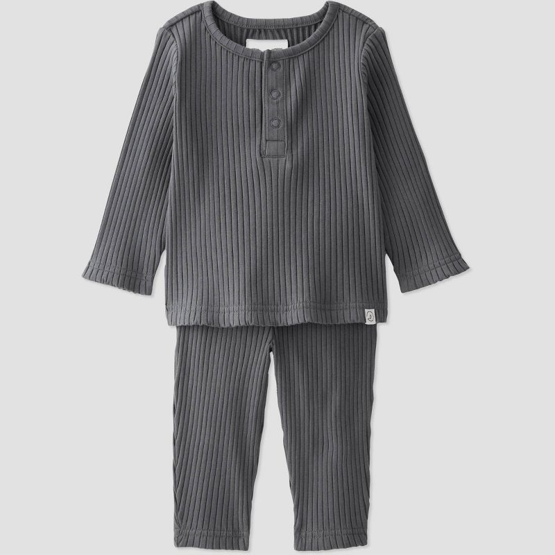 Little Planet by Carter’s Baby 2pc Ribbed Top and Bottom Set - Slate Gray, 1 of 5