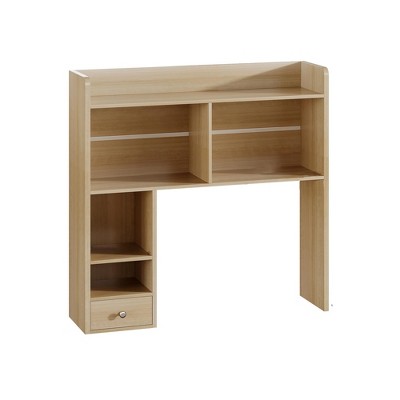 Itopfox Desktop Bookshelf, Tall Countertop Desk Hutch with Shelves and Drawer for Computer Desk, Organizer for Dorm Office Home, Natural