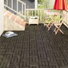Gulches Wood Interlocking Deck Tiles Checker Pattern, 10PCS 12" x 12" Square Dark Brown Acacia Hardwood Outdoor Flooring for Patio, Bancony, Pool Side - 2 of 4