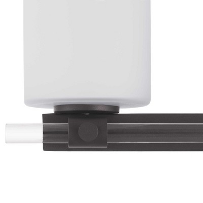 Black 24" Dimmable Bath Vanity Light with Opal Glass Shades