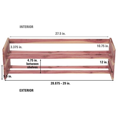 Stackable Cedar Wood Shoe Rack with Unfinished Finish