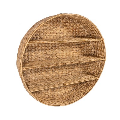 Natural Handwoven Hyacinth Circular Floating Wall Rack
