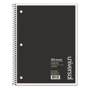 Universal Wirebound Notebook, 3-Subject, Medium/College Rule, Black Cover, (120) 11 x 8.5 Sheets - 1 of 1