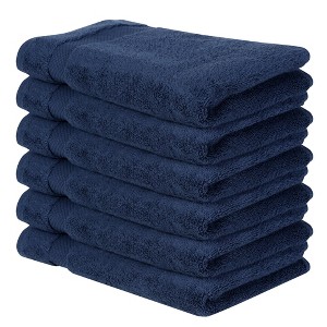 Better Trends 100% Cotton Hand Towel, Pack of 6 (16x26 Inches) Quicker to Dry, Lighter Weight, Super Soft and Absorbent, Navy - 1 of 4