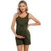 Clearlove Maternity Romper Shorts Women's Bodysuit Scoop Neck Sleeveless Tank Top High Waist Belt Jumpsuit for Pregnant - 2 of 4