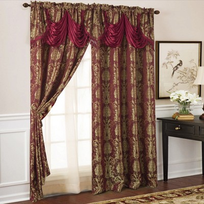 Drapery Panels With Pulled Back Overlay In Contrast Fabric, 55% OFF