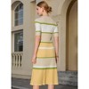 INSPIRE CHIC Women's Striped Ribbed Short Sleeve Midi Basic Knitted Dresses - 4 of 4