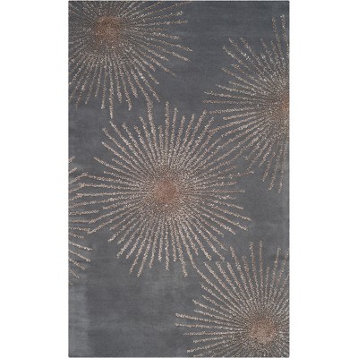 6'x9' Burst Tufted Area Rug Dark Gray/Silver - Safavieh