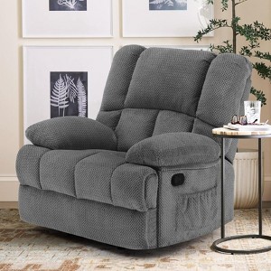 FONTOI Oversized Recliner Chair with Side Pockets and Reclininng Handle, Adjustable Lazy Sofa with Long Foot Rest for Home, Gray, 40.1"*40.6"*38.2" - 1 of 4