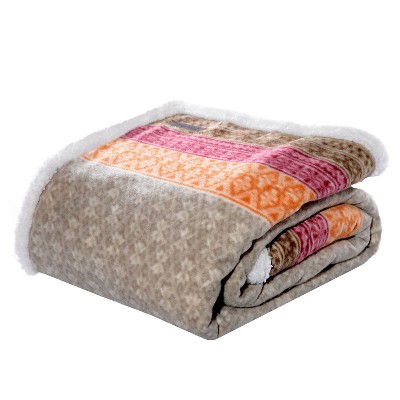 Khaki Fair Isle Sherpa Throw (50 X 70") - Eddie Bauer