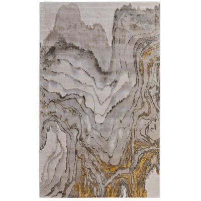 Waldor Modern Watercolor Gold/Ivory/Gray Area Rug