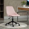 Vinsetto Mid-Back Office Chair, Velvet Fabric Swivel Scallop Shape Computer Desk Chair for Home Office or Bedroom, Pink - 3 of 4