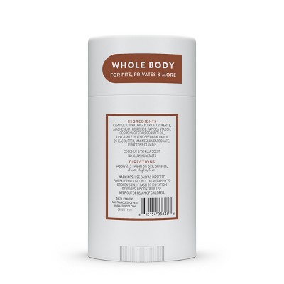 Native Whole Body Deodorant Stick - Coconut &#38; Vanilla - Aluminum Free - 2.3oz