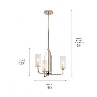 Elegant Polished Nickel 3-Light Chandelier with Clear Fluted Glass