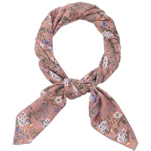 Allegra K Women's Chiffon Floral Print Square Scarves Kerchief Neck Scarf Neckerchief - 1 of 4