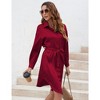 Womens Satin Leopard Long Sleeve Dress Brocade Shirt Dress Button Down Belted Silky Robe Bath Robe - 4 of 4