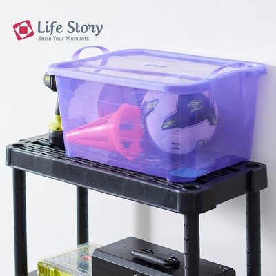 Purple 55 Quart Stackable Plastic Storage Container with Lid