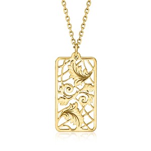 Ross-Simons Italian 14kt Yellow Gold Framed Leaves Necklace Size 18 - 1 of 3