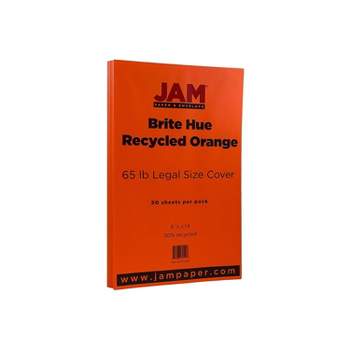 JAM Paper 65 lb. Cardstock Paper 8.5" x 14" Orange Brite Hue 50 Sheets/Pack (16730931)