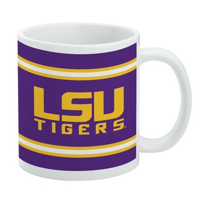 LSU Wordmark with Jersey Stripes Ceramic Coffee Mug Novelty Gift Mugs for Coffee Tea and Hot Drinks 11oz White