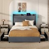 Tangkula Bed Frame w/LED Lights Charging Station 2 Storage Pockets & 4 Drawers - 3 of 4