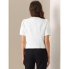 INSPIRE CHIC Women's Tweed Collarless Office Cropped V Neck Short Sleeve Blazer - 3 of 4