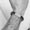 Black Bow Jewelry Stainless Steel, Black & Brown Braided Leather I.D. Bracelet, 8.25 In - 3 of 4