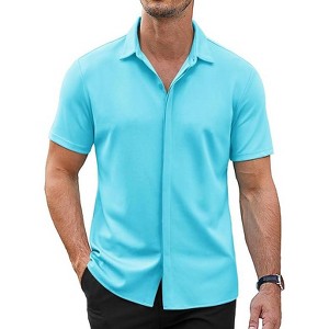 COOFANDY Mens Short Sleeve Wrinkle Free Shirt Casual Button Down Shirt Summer Dress Shirt - 1 of 4