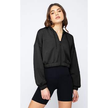 90 Degree By Reflex Womens Casual Fit Long Sleeve Hooded Basic Sweatshirt -  Black X Small : Target