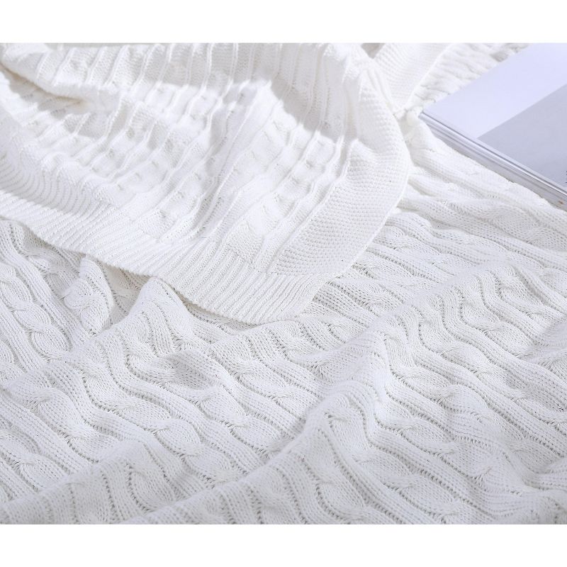 Kate Aurora University Living® Ultra Soft & Plush Oversized "The Scholar" Cable Knit Cotton Accent Throw Blanket, 3 of 4