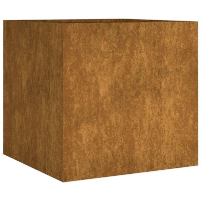 vidaXL Corten Steel Planter - Weather-Resistant, Large Plant Pot for Outdoor or Indoor Use, with Distinctive Rusty Look and Support Brackets