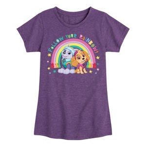 Girls' - Paw Patrol - Follow Your Rainbow Fitted Short Sleeve Graphic T-Shirt - 1 of 4