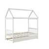 Twin Floor Bed Frame With Roof, Pine Solid Wood Platform Bed Frame With Trundle Twin Bed, House Bed For Boys Girls Bedroom - 4 of 4