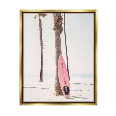 Stupell Industries Pink Surfboard on CoastFloater Canvas Wall Art