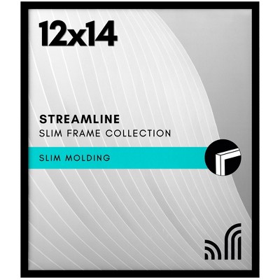 Americanflat 12x14 Picture Frame with Polished Plexiglass - - Thin Border Picture Frame for Wall Display - Hanging Hardware Included - Black