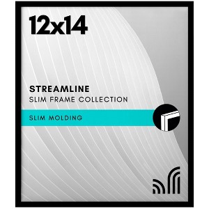 Americanflat 12x14 Picture Frame with Polished Plexiglass - - Thin Border Picture Frame for Wall Display - Hanging Hardware Included - Black - 1 of 1