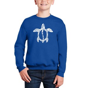 LA Pop Art Honu Turtle - Hawaiian Islands - Boy's Word Art Crewneck Sweatshirt - 1 of 3