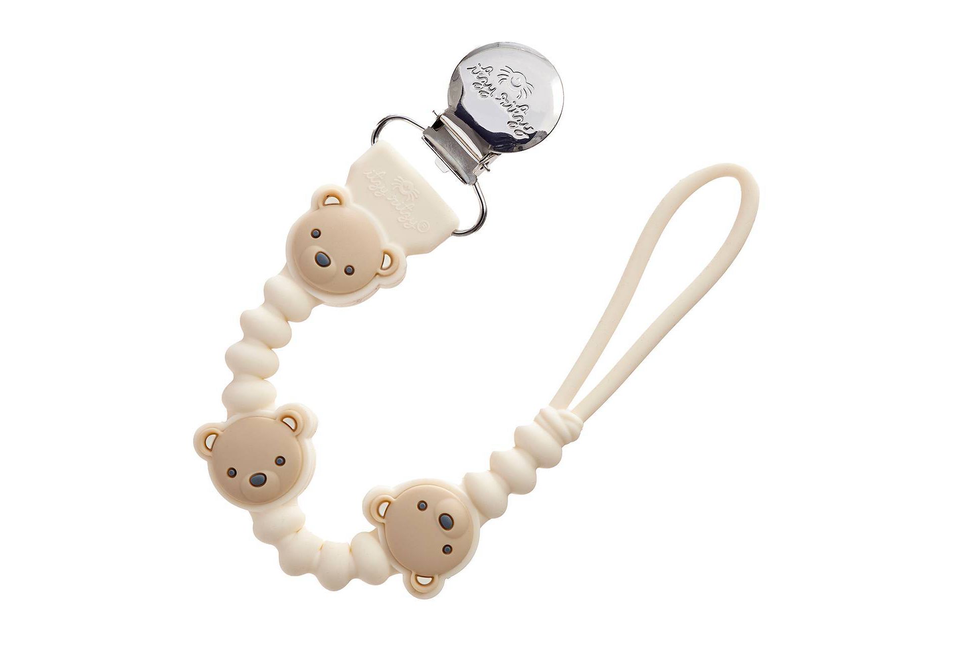 Itzy Ritzy Beaded Pacifier Clip - Universal Fit, Silicone Holder - Bear: BPA-Free