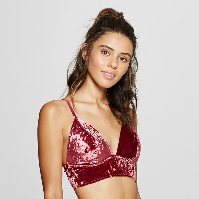 Women's Crushed Velvet Long Line Bralette - Xhilaration™