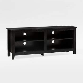 Transitional 4 Cubby Wood Open Storage TV Stand for TVs up to 65"- Saracina Home