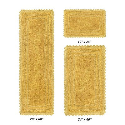 Lilly Crochet Collection 100% Cotton Tufted Reversible 3-Piece Bath Rug Set – Super Absorbent, Machine Washable Bathroom Mats with Crochet Pattern
