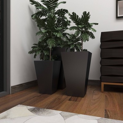 Elegant Black Iron Square Planters for Indoor/Outdoor - Set of 3